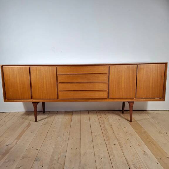 Teak sideboard with drawers and hinged doors – Scandinavian mid-century modern design, 1960s