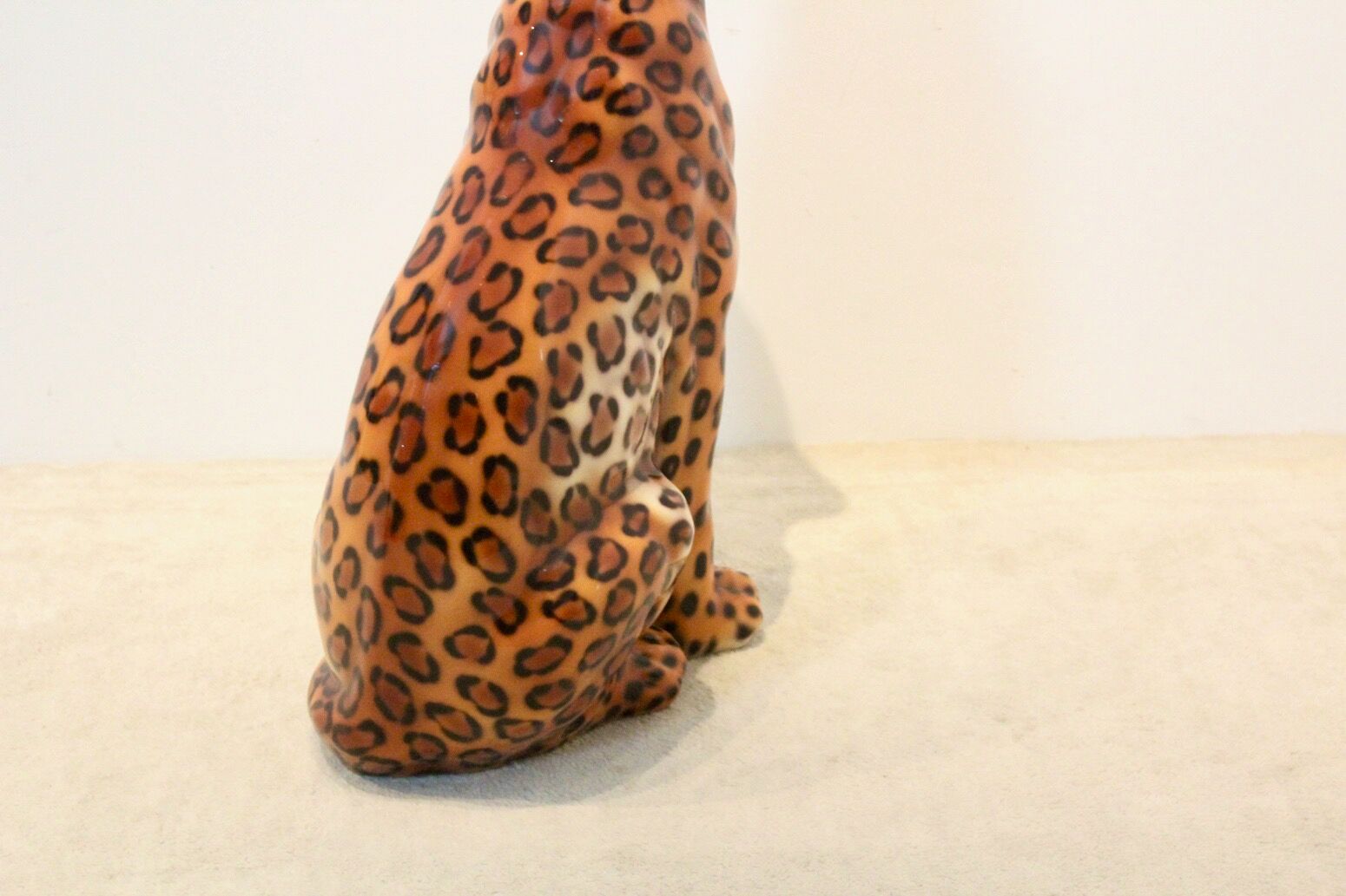 Handmade Italian ceramic leopard sculpture