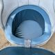 Chauffeuse velours bleu lagon
