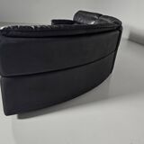 'Bogo' leather canapé in black, Carlo Bartoli for Rossi di Albizzate, 1970s.