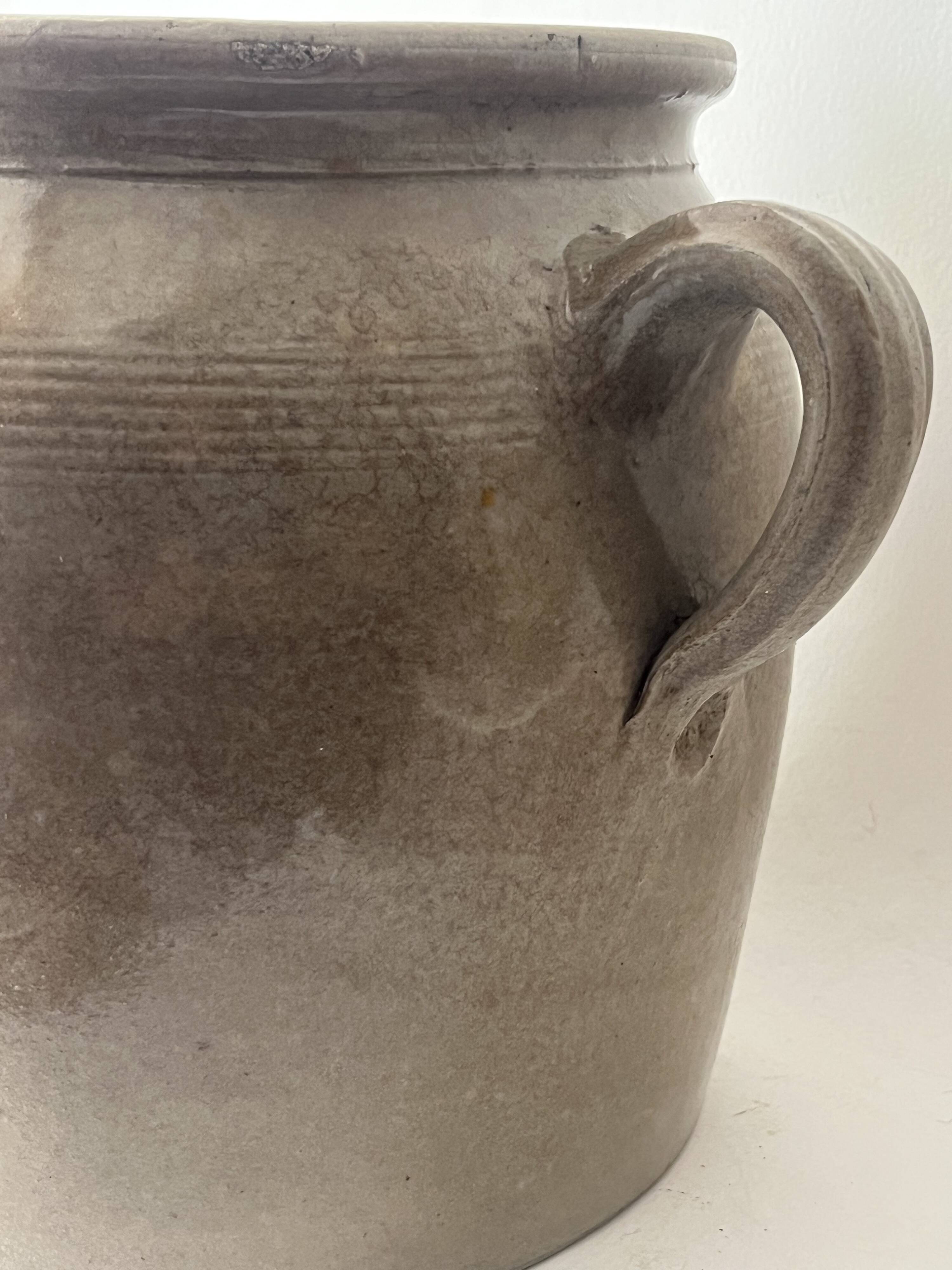 Ancien pot à graisse, grès vernissé