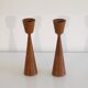 Pair of Scandinavian candle holders in teak 1960