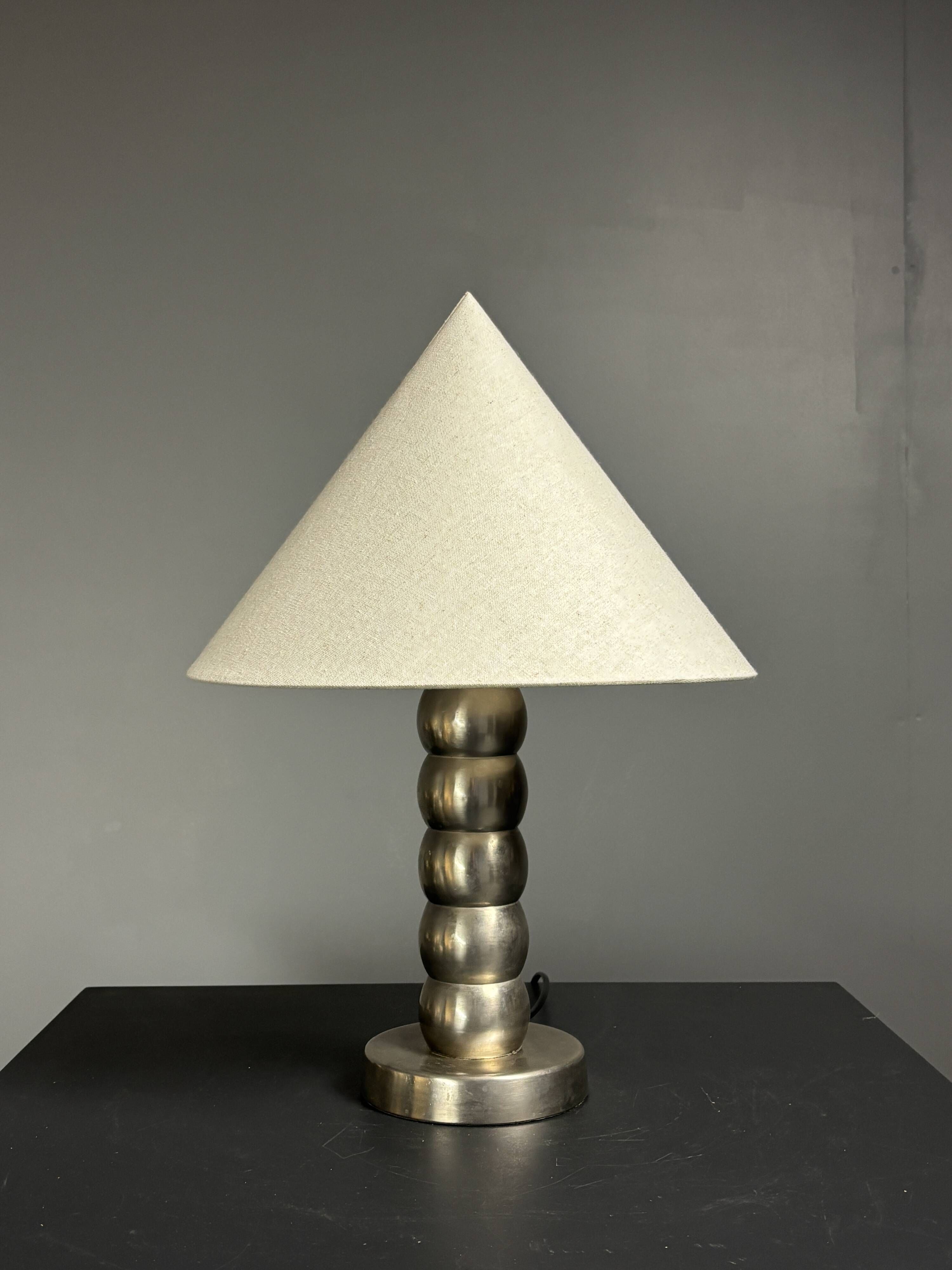 Midcentury nickel plated modernist space age bubbly table lamp, 1970s