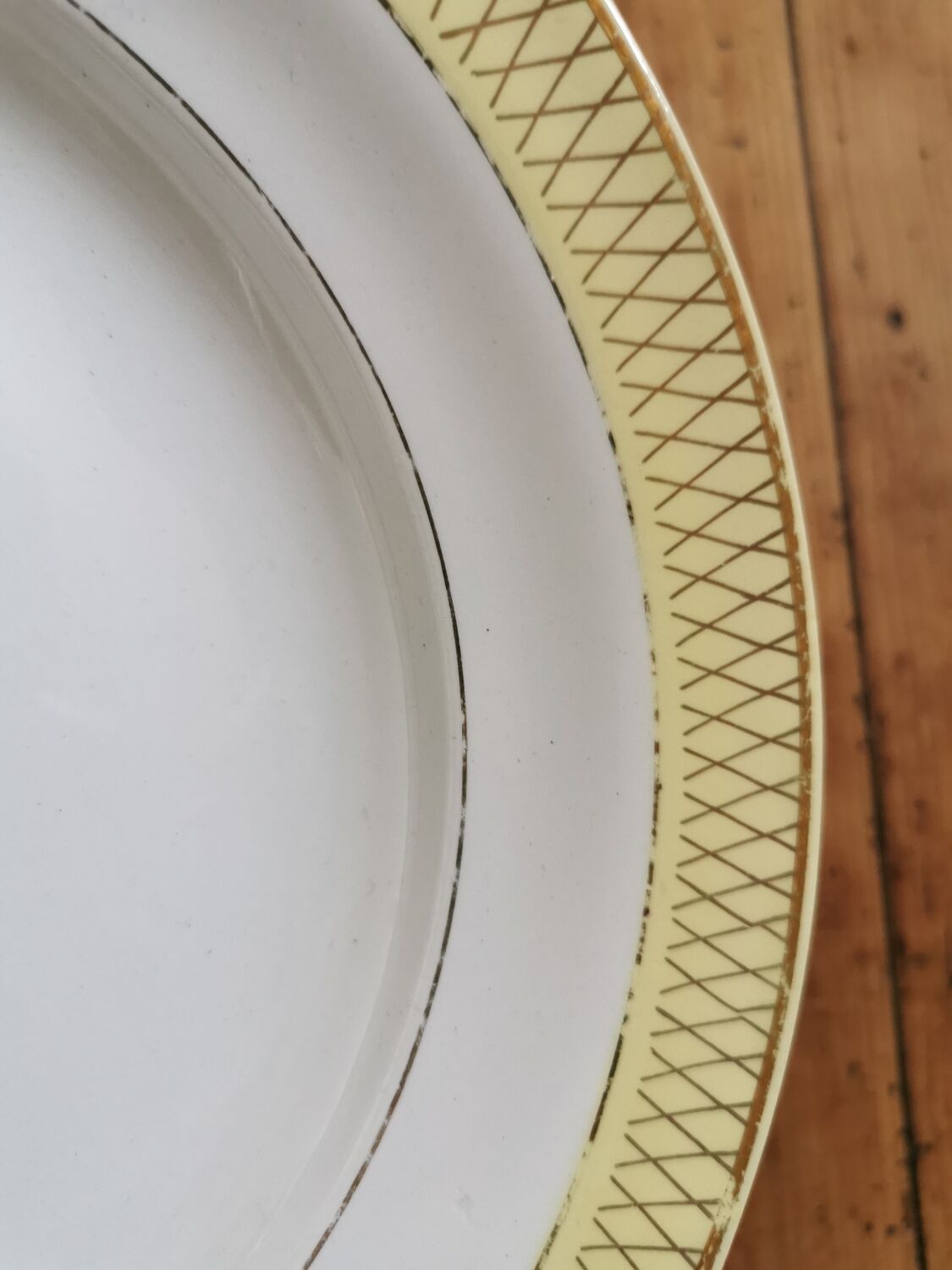 Vintage mismatched hollow plates mint & yellow