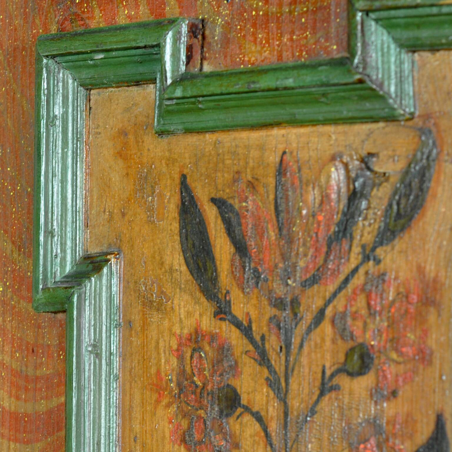 Hand Painted Folk Art Armoire/Bridal Cabinet, Southern Germany, Dated 1807