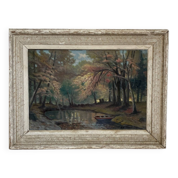 Mid-century landscape oil painting