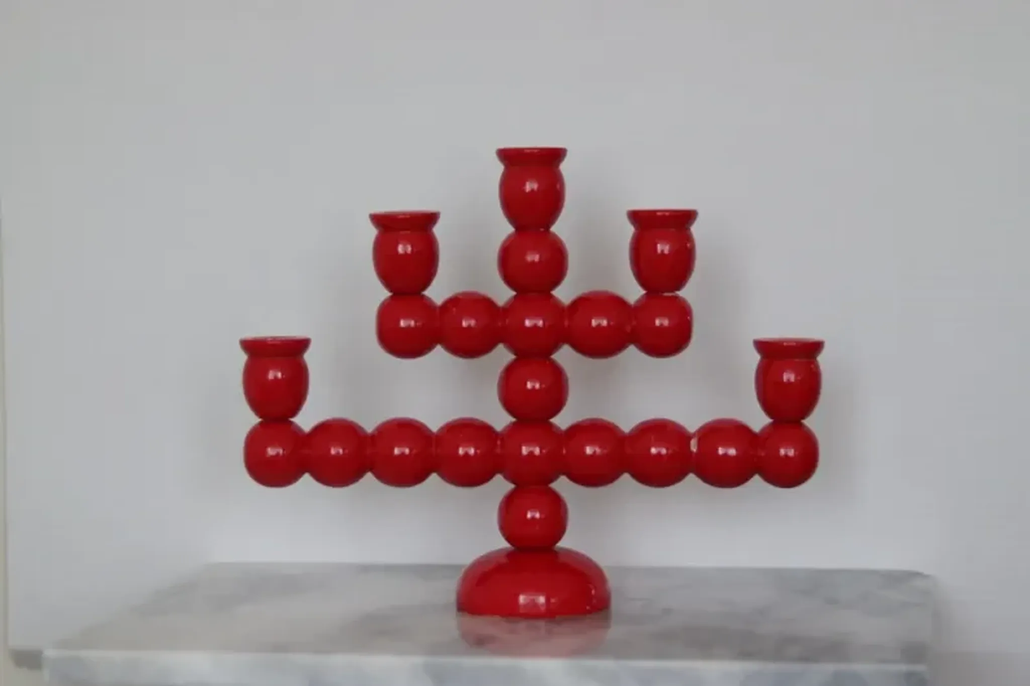 Swedish Mid Century  Five-Arm  Bobbin Candelabra