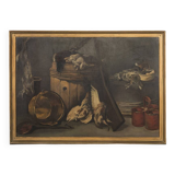 Mid Century Hunting Still Life Oil Painting