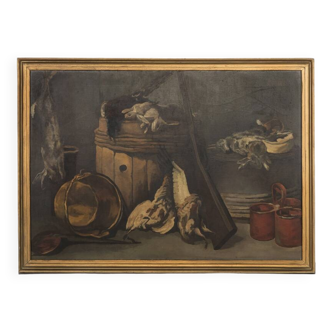 Mid Century Hunting Still Life Oil Painting