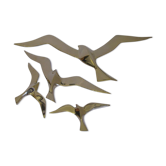 Wall Decoration Set 4 X Seagull / Swallow / Bird. Brass 70 / 80s
