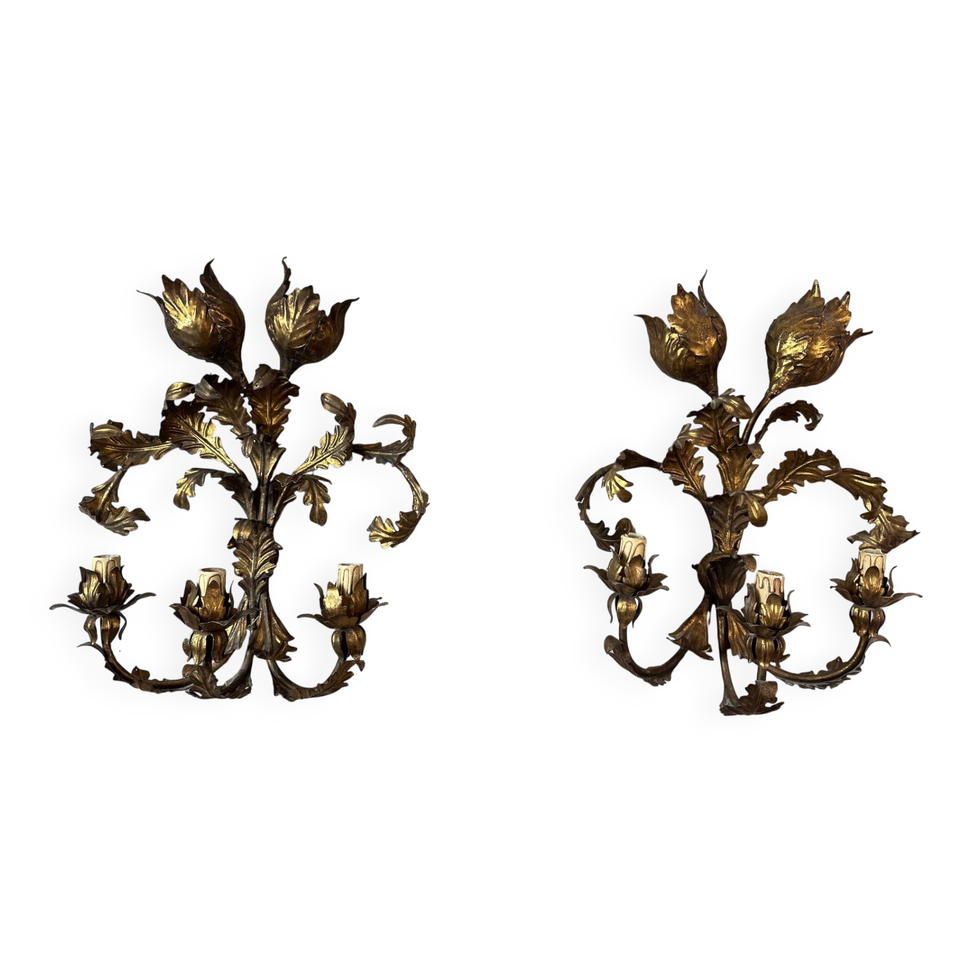 Pair of brass wall lights