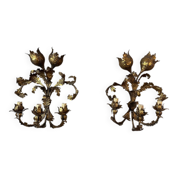 Pair of brass wall lights