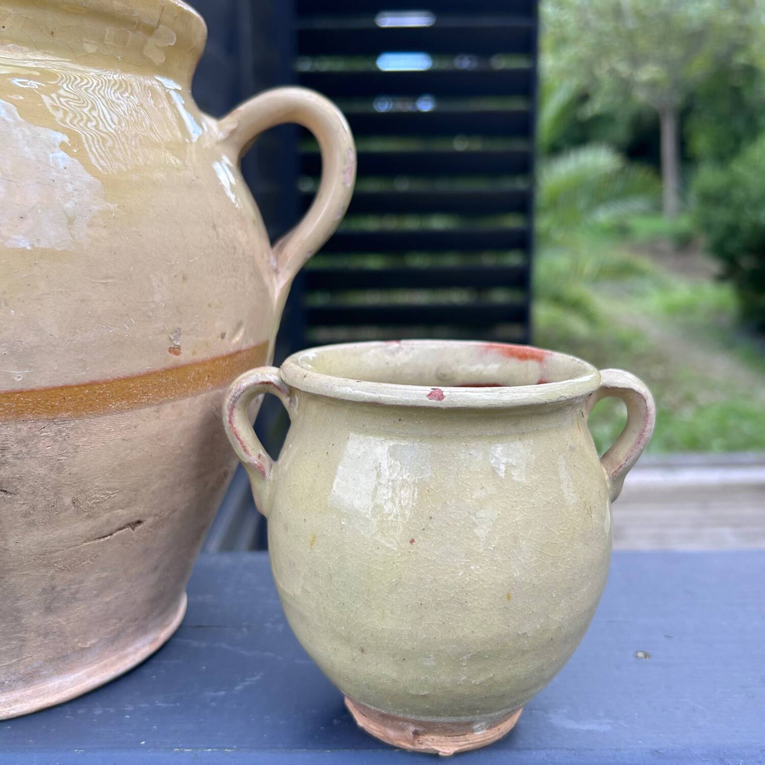 Antique vanilla yellow jars