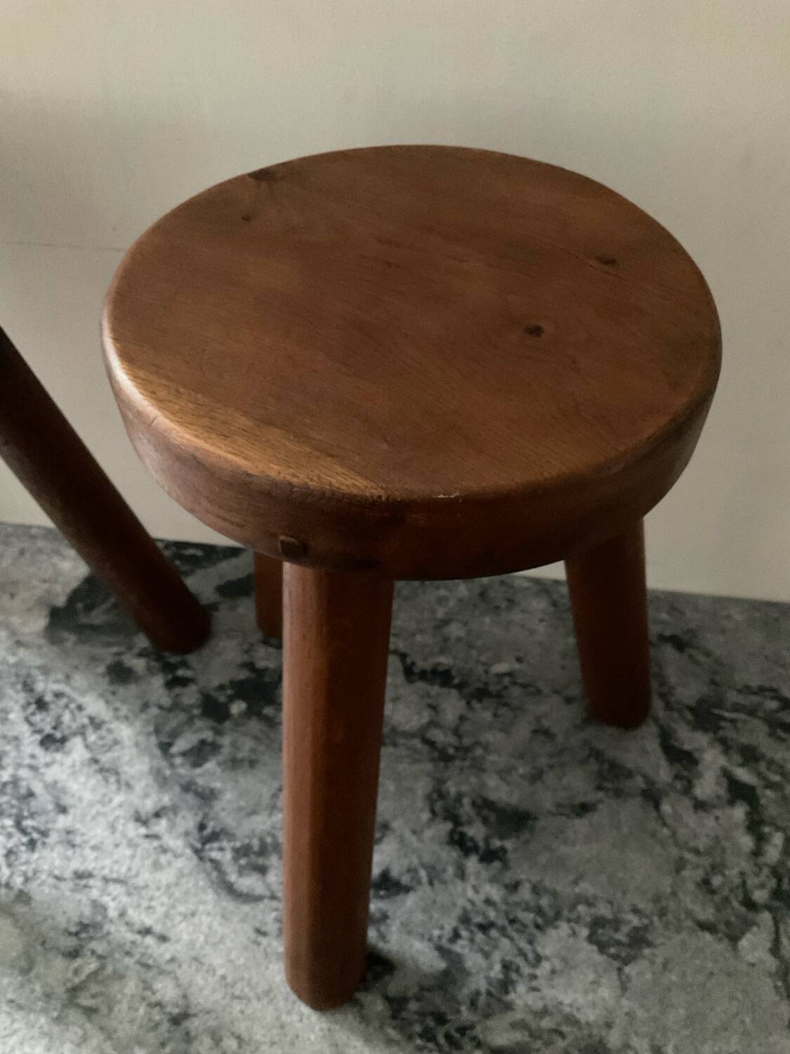 Pair of farmhouse stools in solid oak