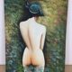 Painting of a woman from behind, oil on canvas, nude