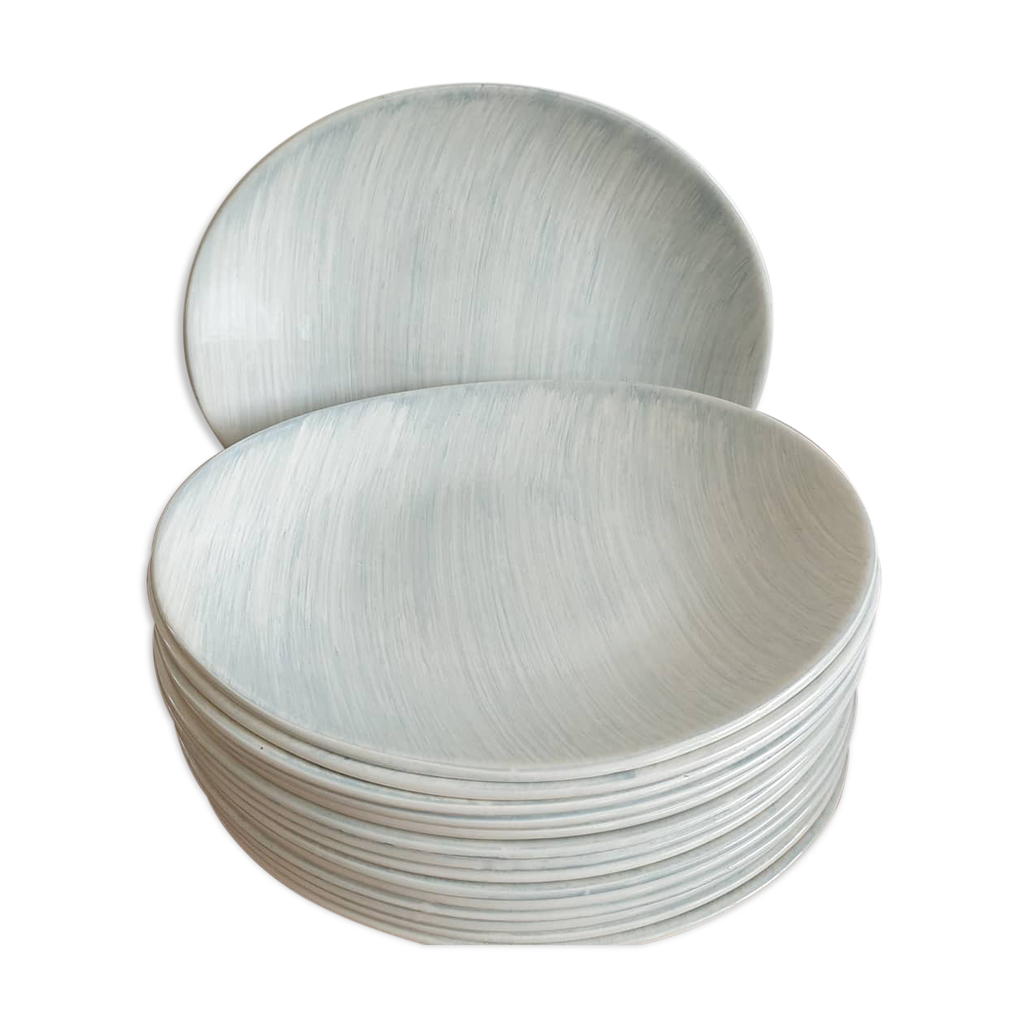 Large suite of 15 Oval Plates Les Salins 50's