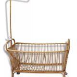 Vintage rattan/wicker cradle with gooseneck
