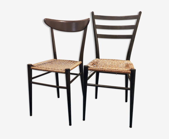 Set de 2 chaises vintage paillées