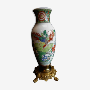 Vase porcelaine japonisant piètement bronze