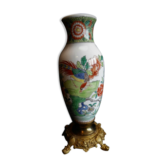 Vase porcelaine japonisant piètement bronze