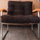 Fauteuil lounge style G.Lundgren pour Ikea, velours & tubes chromés 1970