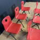 Set of 12 Galvanitas S30 raspberry red and grey steel chairs from the 70s