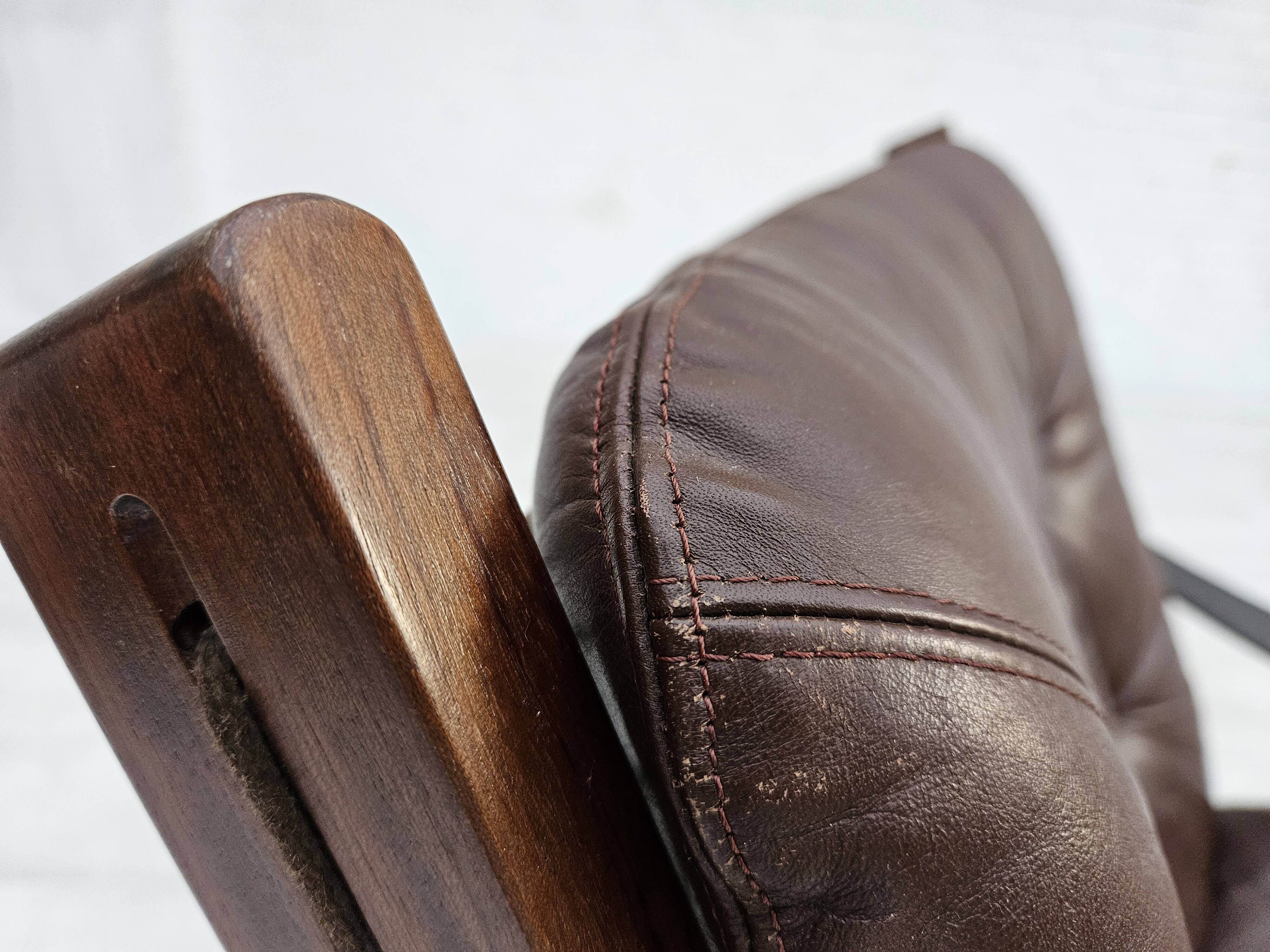 1970s, Norwegian design by Torbjørn Afdal, "Hunter" chair, leather.