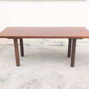 Italian Japandi walnut and ebony Table, 70s