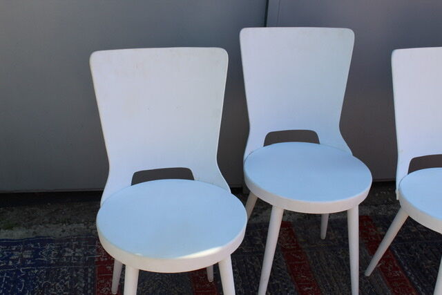 Série de 4 chaises bois blanches