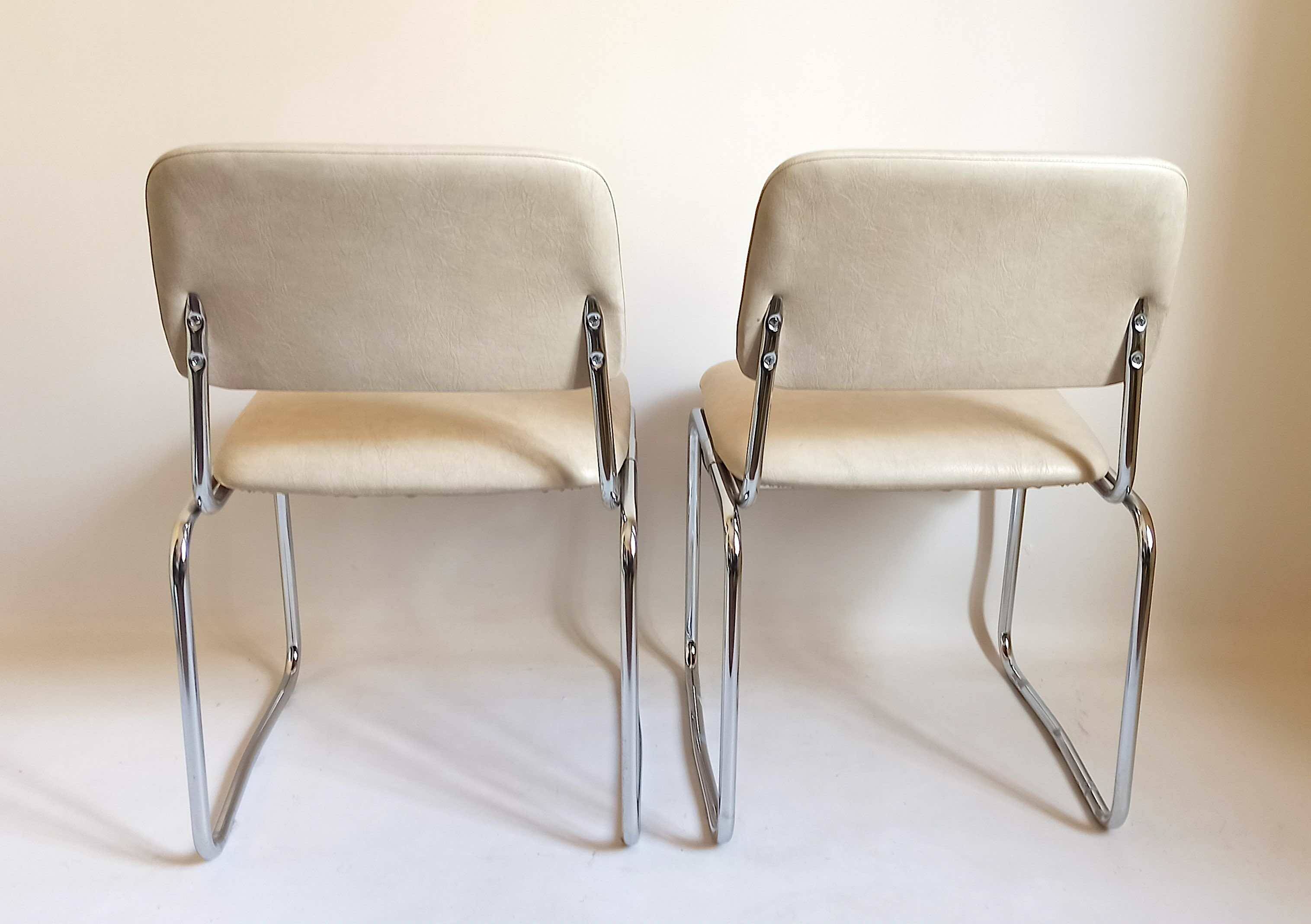Pair of Skai and chrome metal visitor chairs 1970s