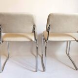 Pair of Skai and chrome metal visitor chairs 1970s