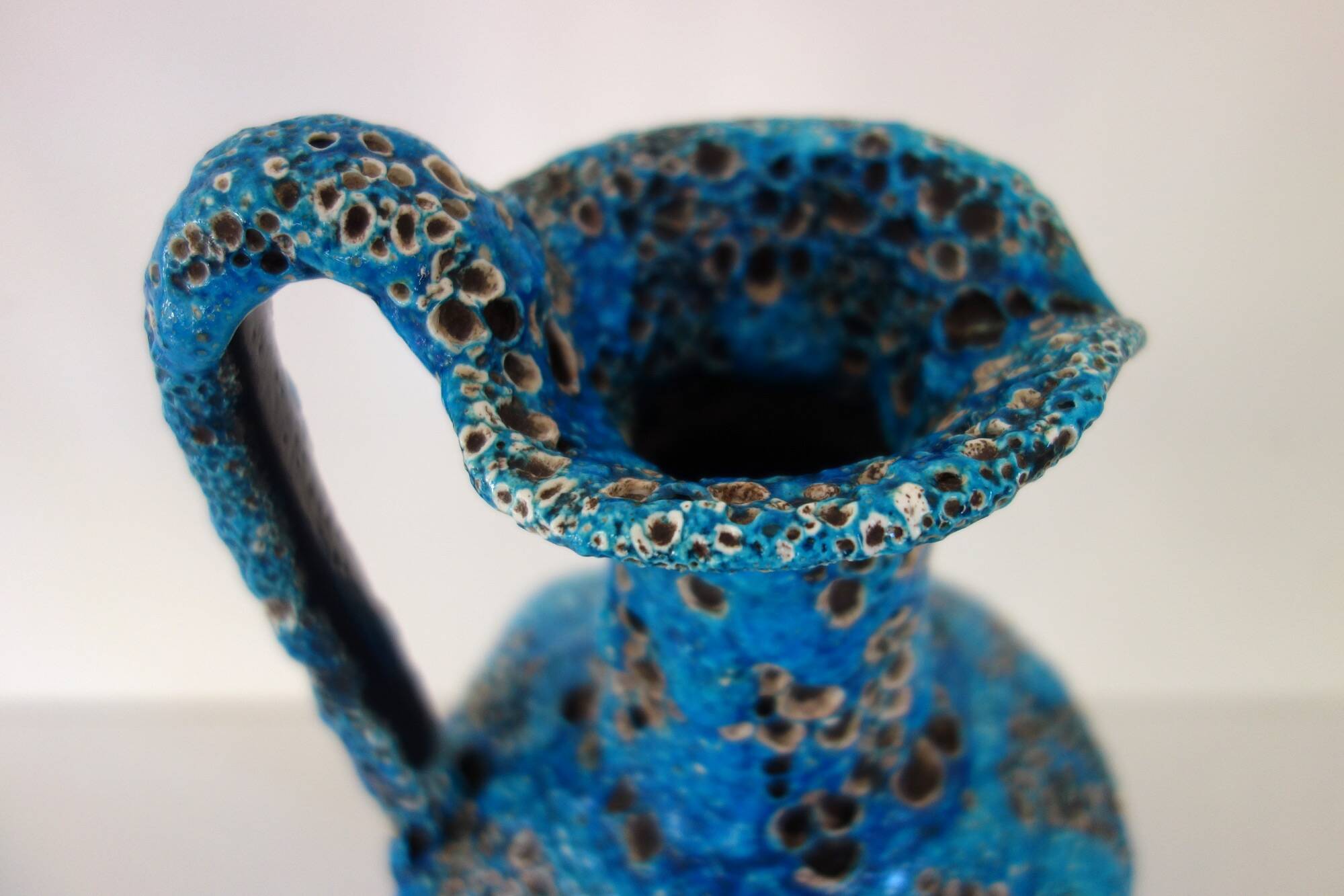 Large Fat Lava enamel vase by Charles Cart, Sea Foam, 1960
