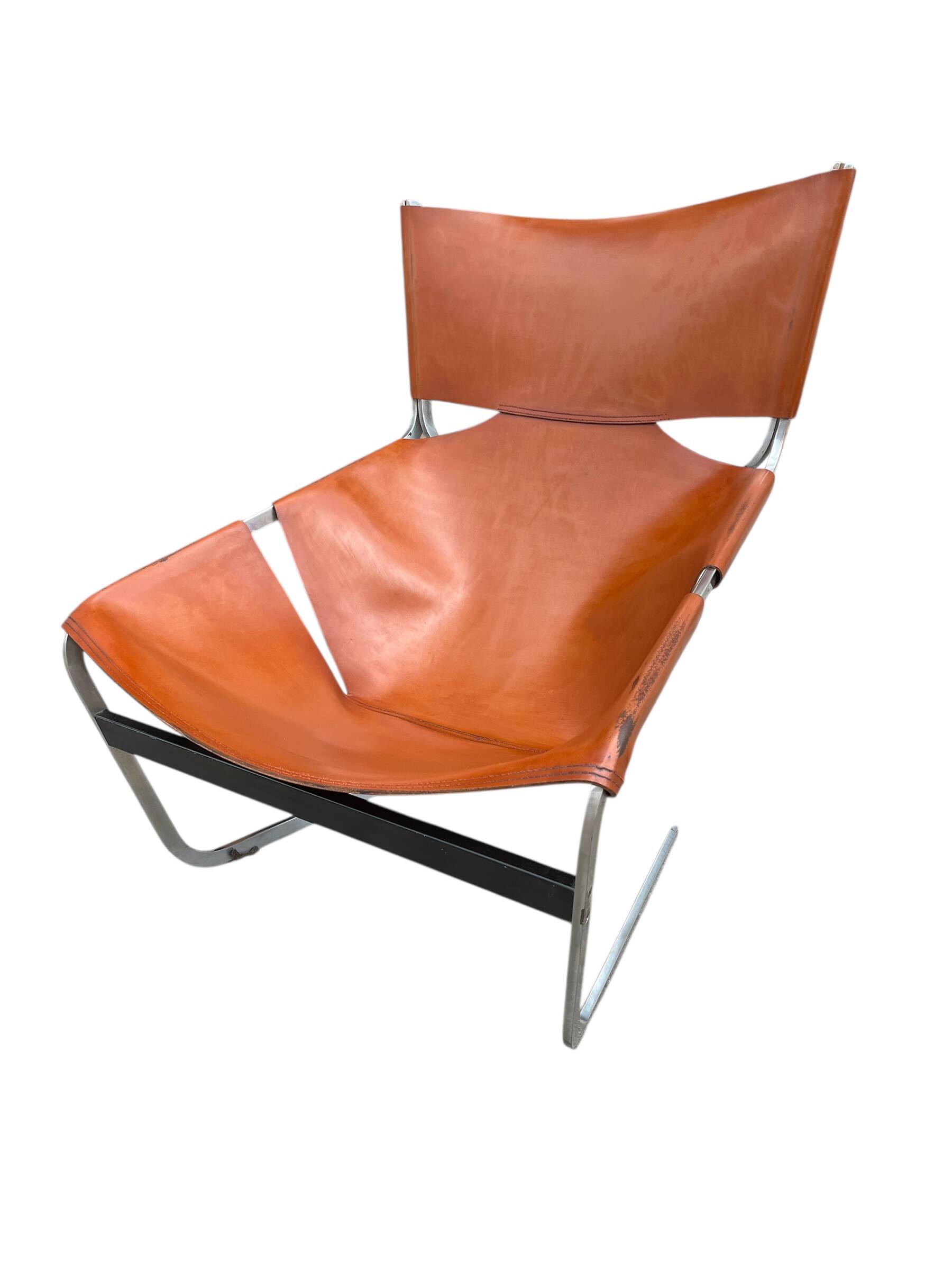 F444 lounge chair in cognac leather by Pierre Paulin for Artifort