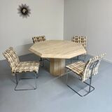 Table de repas en travertin épais design italien des années 70 vintage