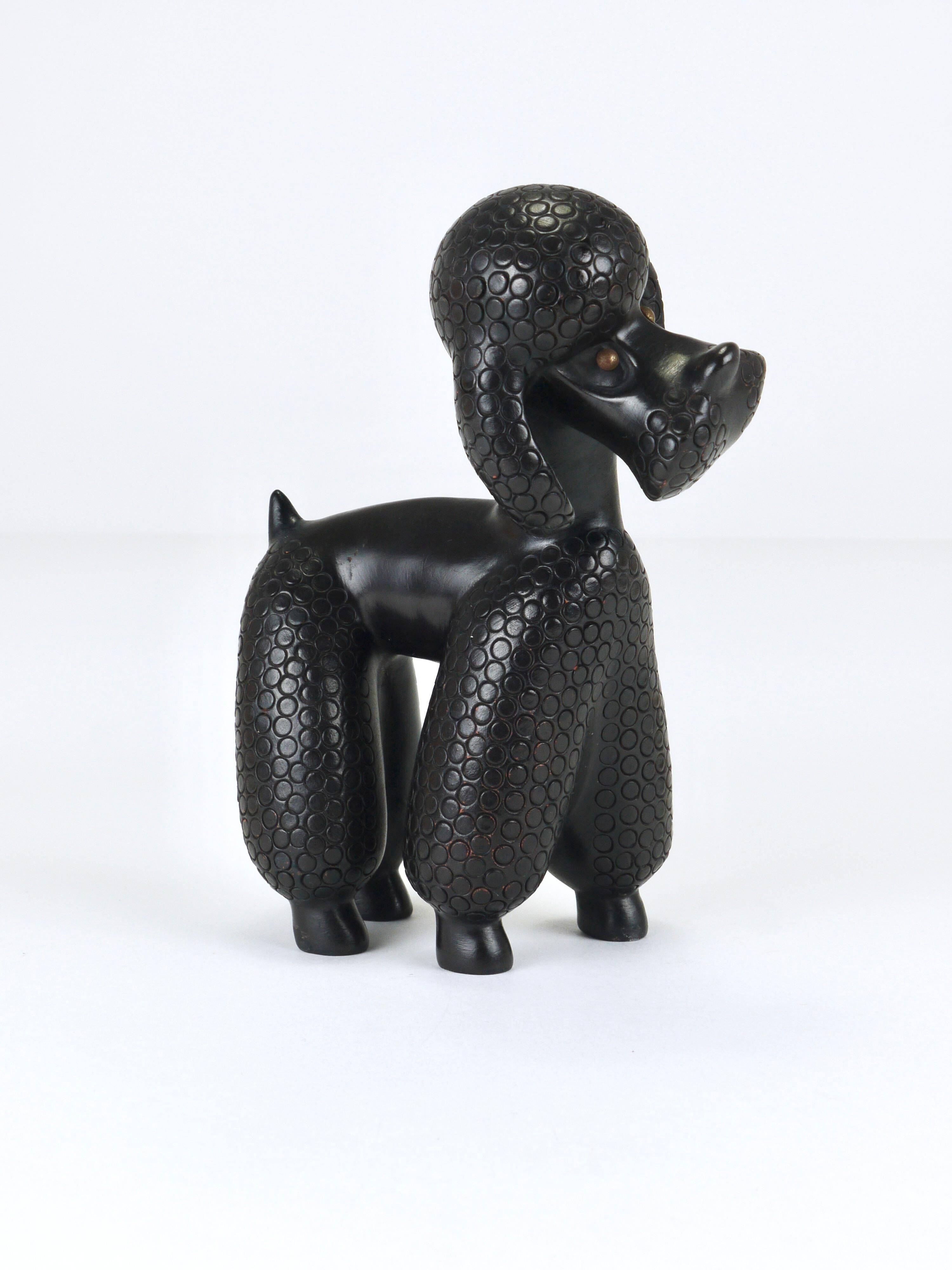 Charming Poodle Figurine Sculpture by Leopold Anzengruber, Austria, 1950s