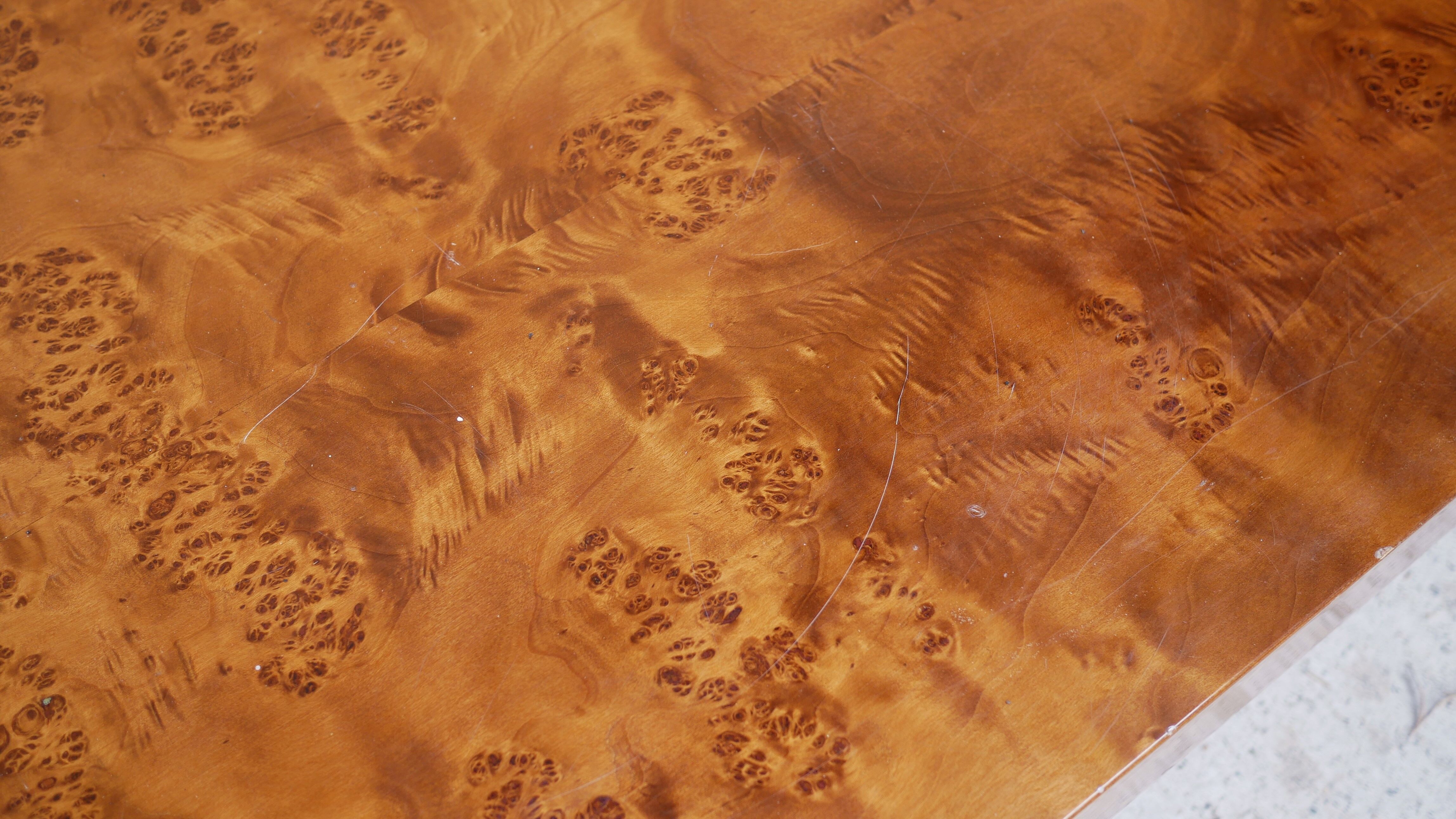 Vintage coffee table in elm magnifying glass