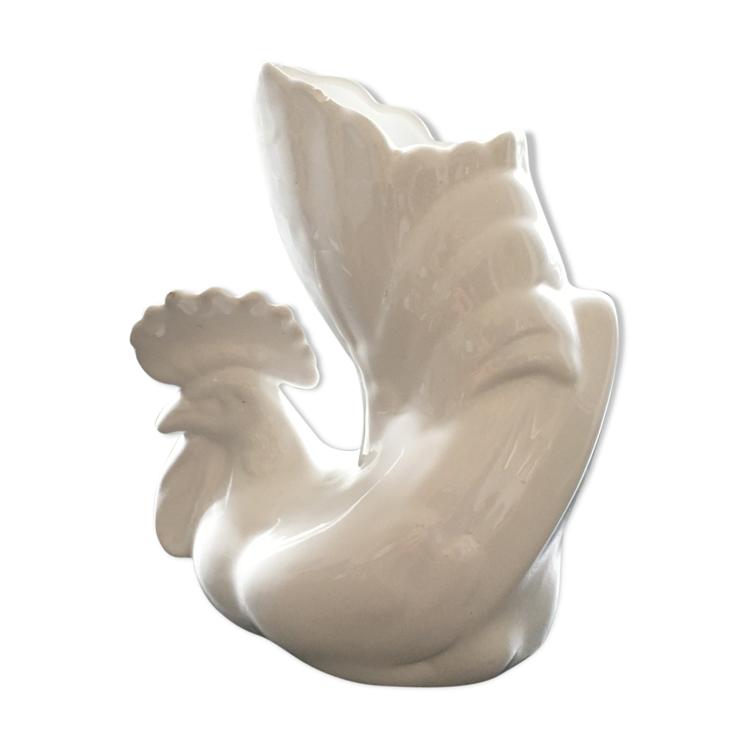 White rooster vase