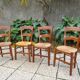 lot de 4 chaises anciennes paillées, en merisier massif