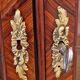 Napoleon III display cabinet in marquetry, Louis XV style, black marble, gilded bronze.