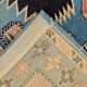 Vintage Kazak rug with geometric oriental motifs, 100% wool.