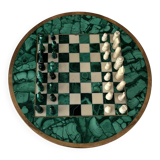 Malachite and ebony chess set