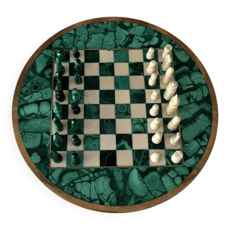 Jeu d'échecs en malachite et ébène