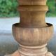Extendable round dining table with central art deco leg, renovated in raw wood