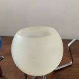 Pair of vintage candle holders 80s in stainless steel and glass paste