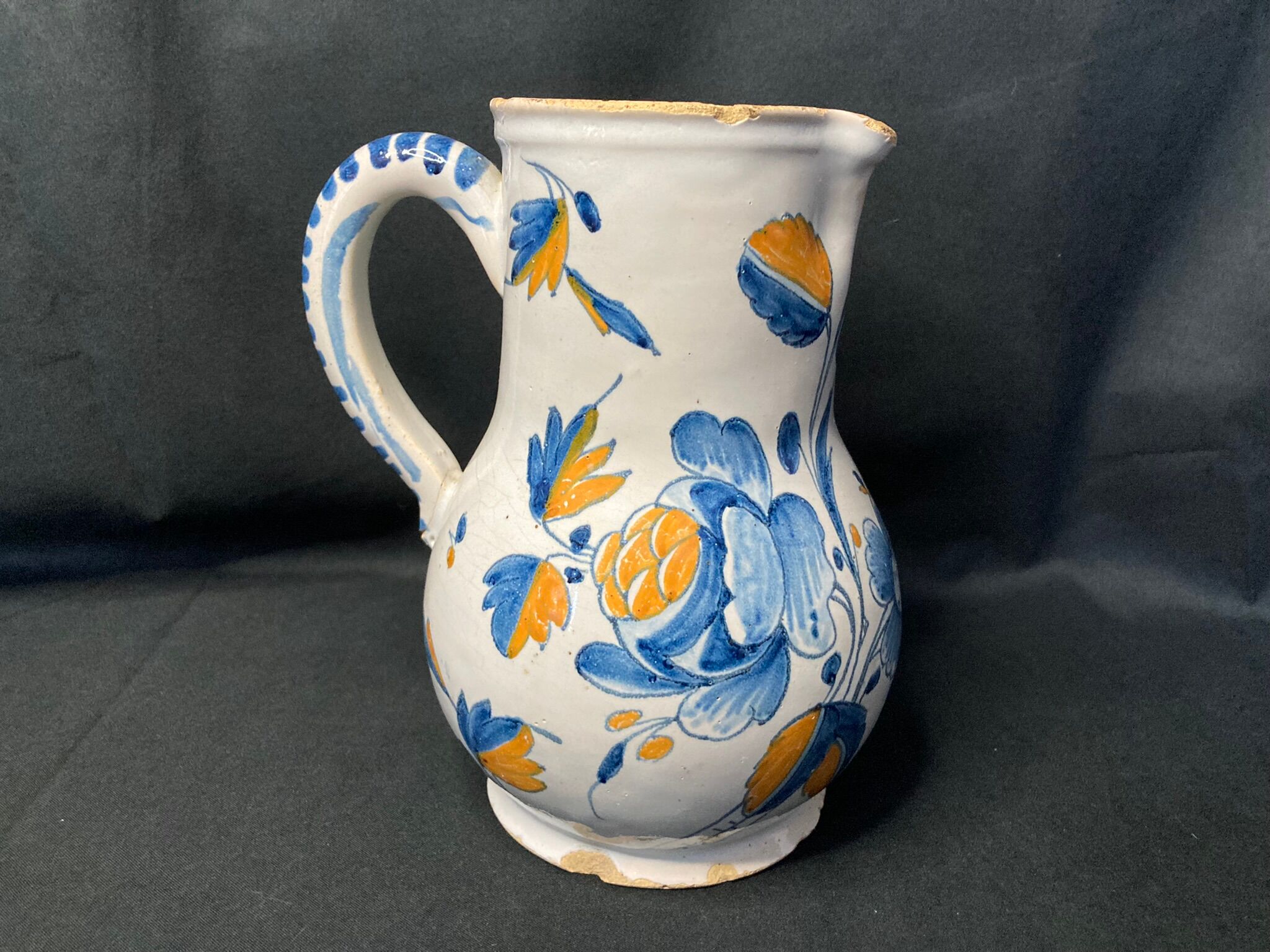 Antique earthenware pitcher from La Rochelle, 18th century
