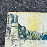 Animated view of a table with sailboats, signed.