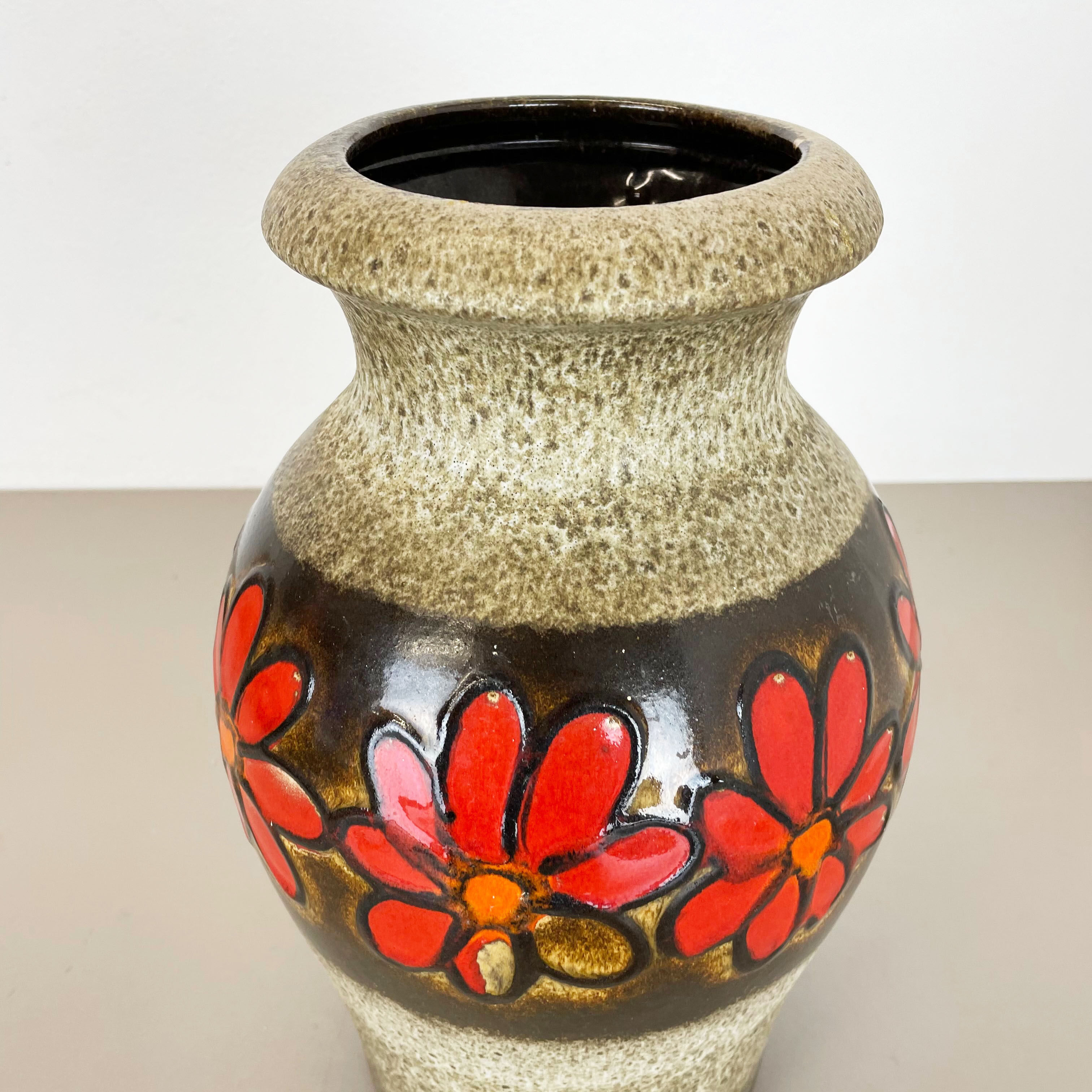 Pottery fat lava multi-color floor vase made by Scheurich, 1970s