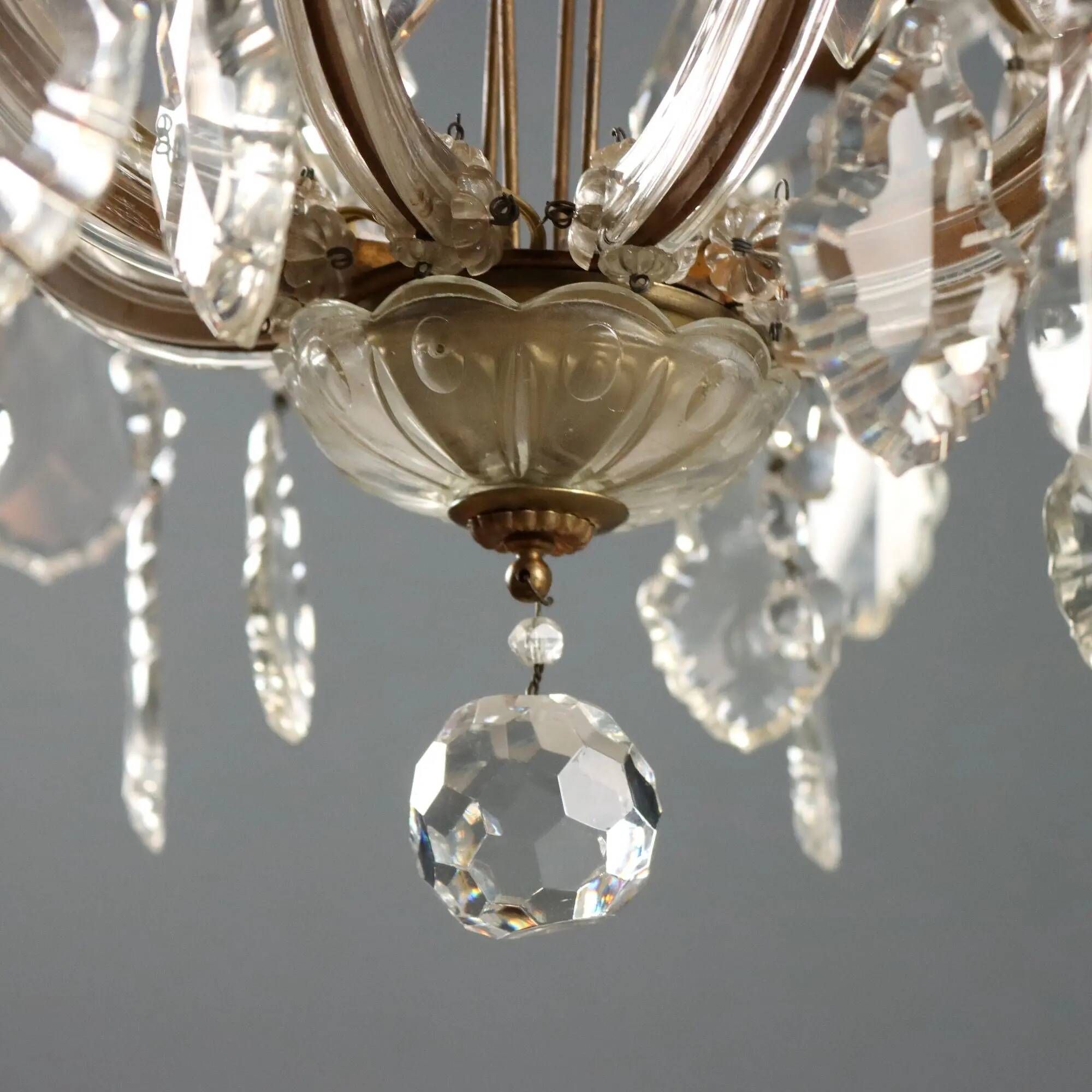 Antique chandelier Maria Theresa in gilded iron, Italy, 20th century