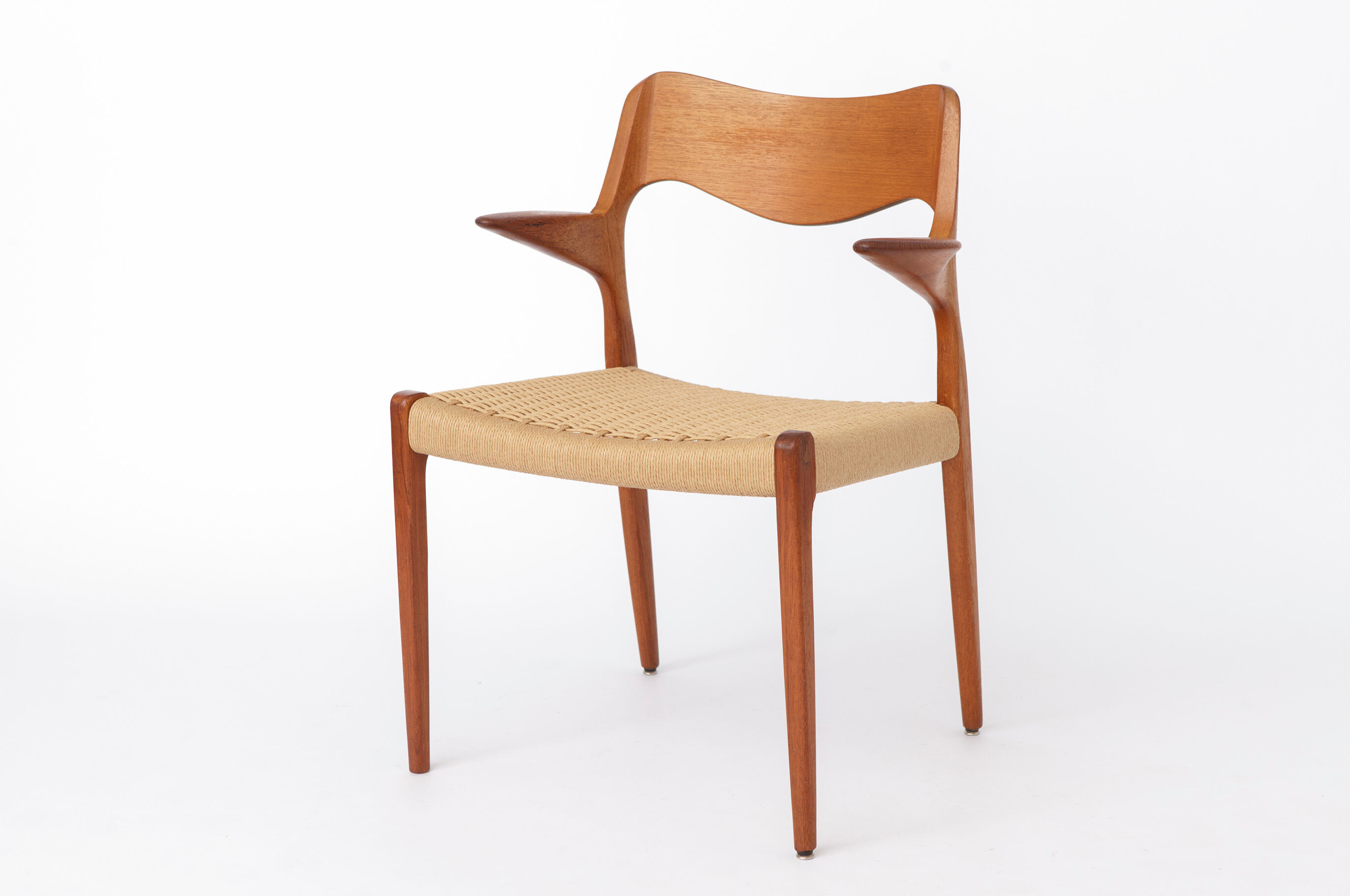 Fauteuil Niels O Moller Modèle 55, chaise longue en teck danois, milieu du siècle.