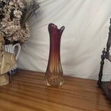 Large Soliflore Vase, Murano Art Deco Glass in the Style of Flavio Poli